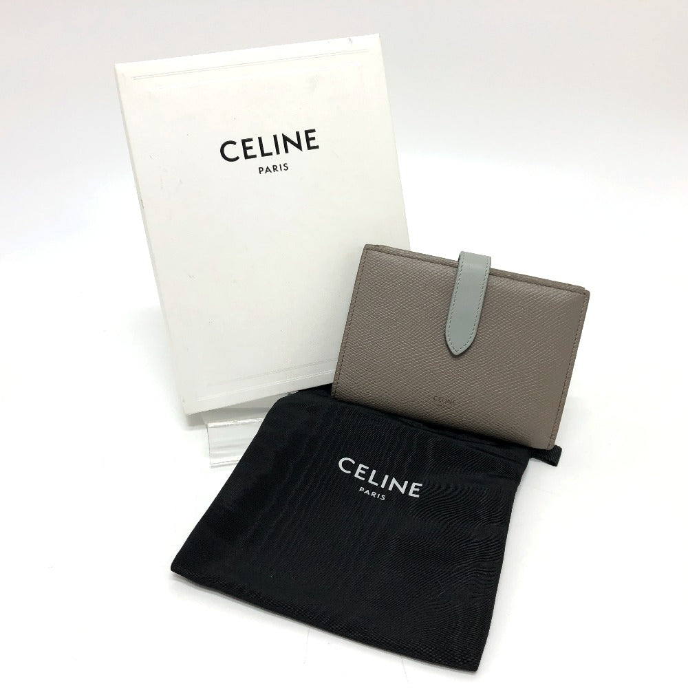 CELINE Folded wallet leather Charcoal Gray Typex Blue Medium strap wallet Women Used