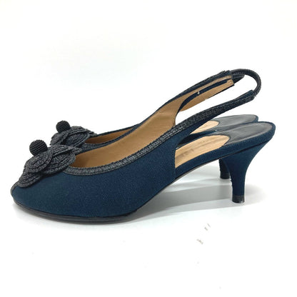CHANEL pumps canvas black Camelia 35 C