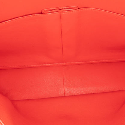 Orange Chanel Jumbo Classic Patent Stiped Double Flap Shoulder Bag