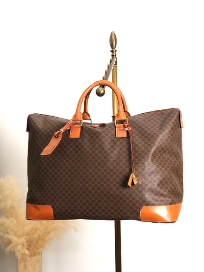 CELINE Macadam Handbag Boston bag Brown Vintage tj7utz