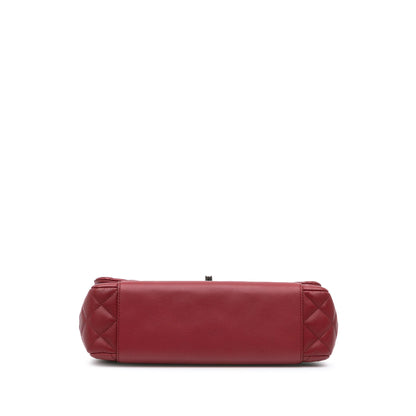 Red Chanel CC Quilted Lambskin Single Flap Shoulder Bag