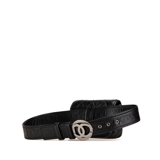 Black Chanel CC Aged Calfskin Logo Flap Belt Bag