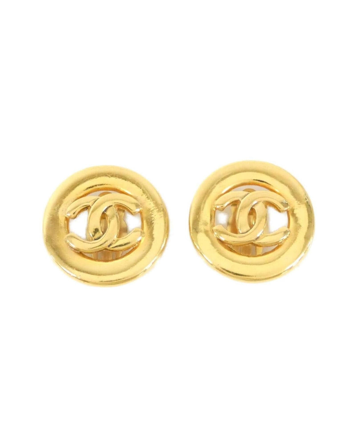 Chanel Logo Round Earrings