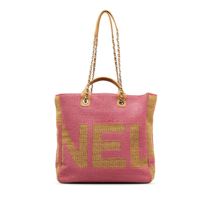 CHANEL Large Raffia Deauville Shopping Tote Travel Bag