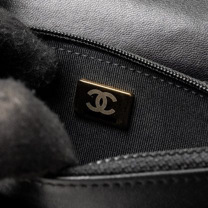 Chanel Wallet On Chain with Pearl Chain Lambskin Black LGHW (Microchip)