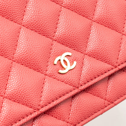 Chanel Classic Wallet on Chain Caviar Pink GHW