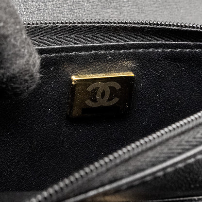 Chanel Letter Logo Top Handle Wallet On Chain Lambskin Black GHW (Microchip)