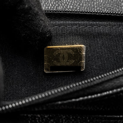 Chanel Detailed CC Logo Wallet on Chain Caviar Black GHW (Microchip)