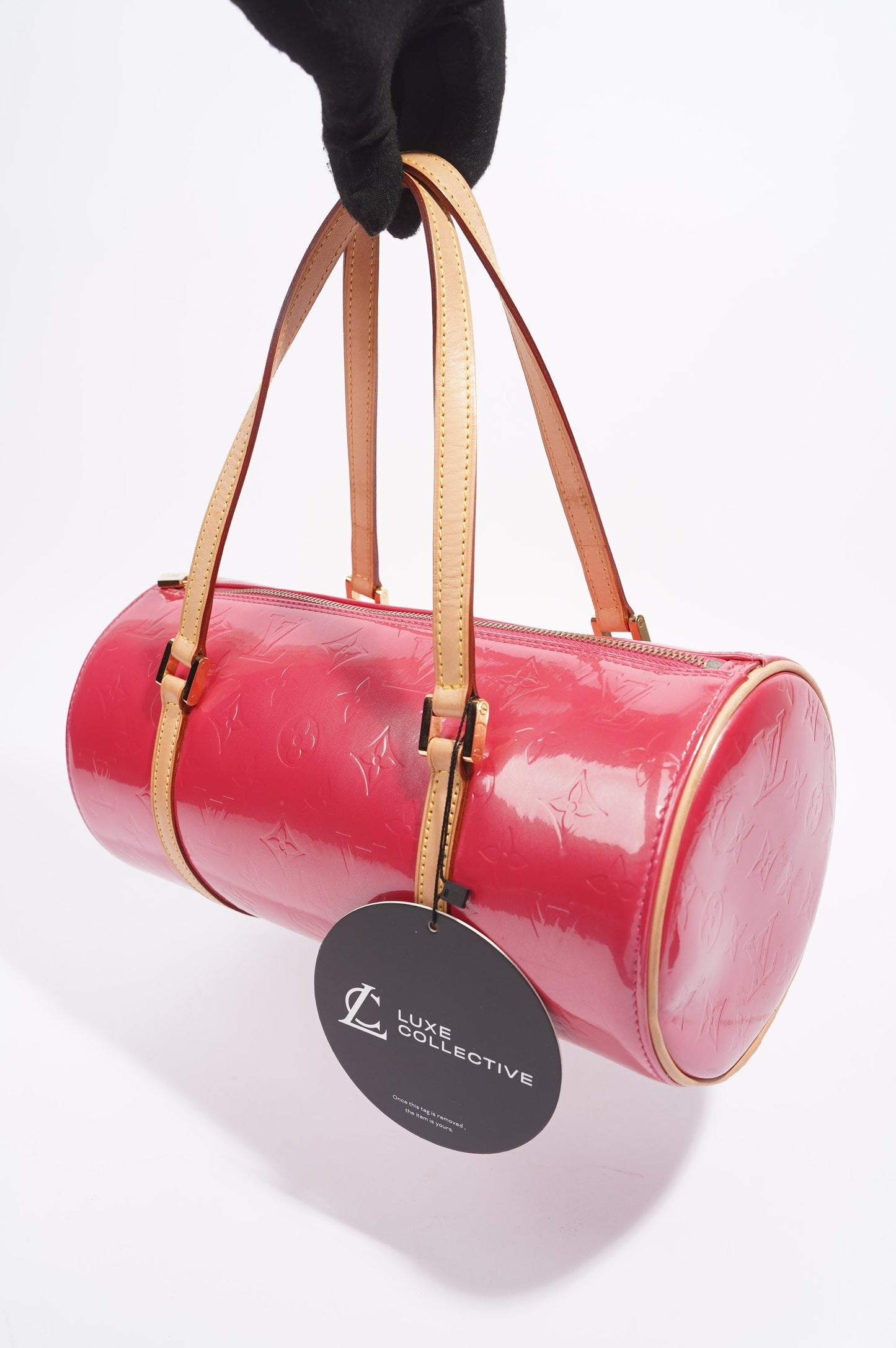 Louis Vuitton Papillon Pink / Beige Vernis Leather 30