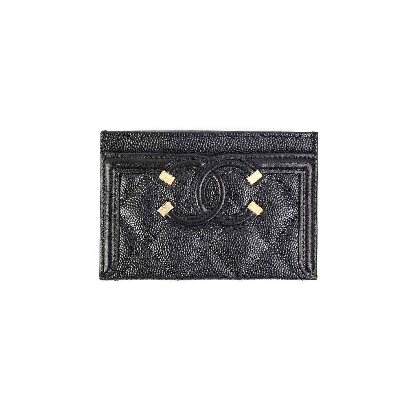 Chanel Card Holder Black Filigree