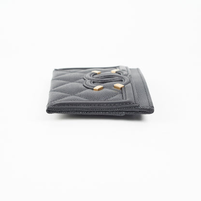 Chanel Card Holder Black Filigree