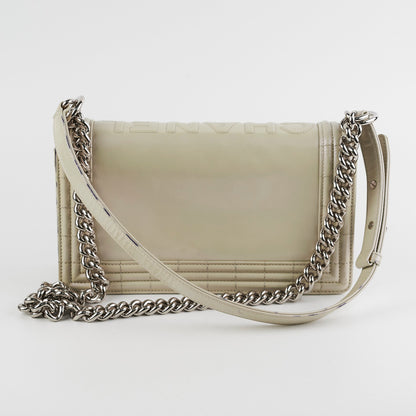 Chanel Boy Old Medium Iridiscent (Light grey)