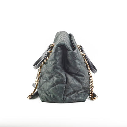 Chanel Caviar Turnlock Top Handle Tote Bag Black