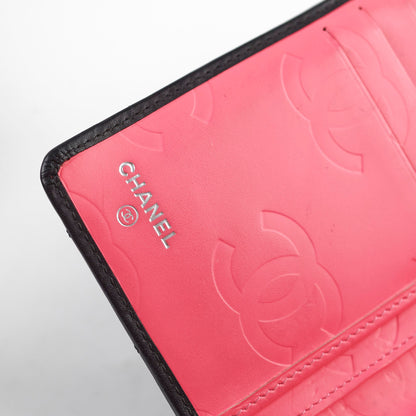 Chanel Cambon Long Flap Wallet Calfskin Black/Pink