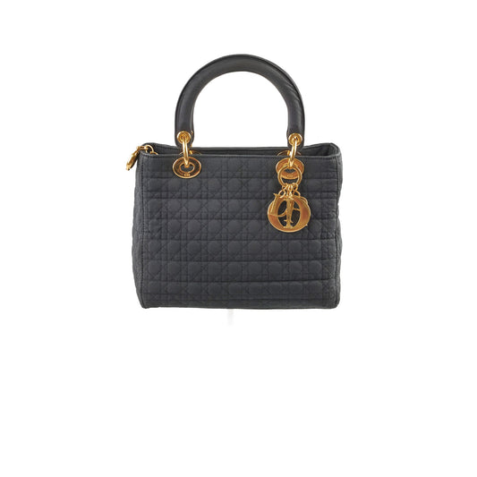 Christian Dior Lady Dior Medium Cannage Nylon Black