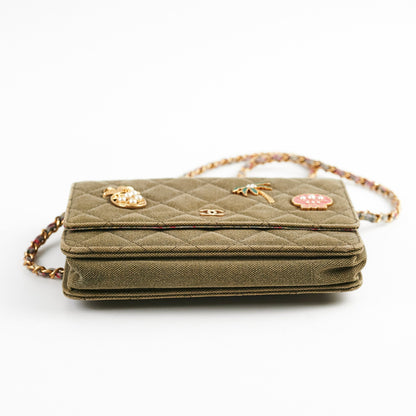Chanel Wallet On Chain WOC Khaki Denim