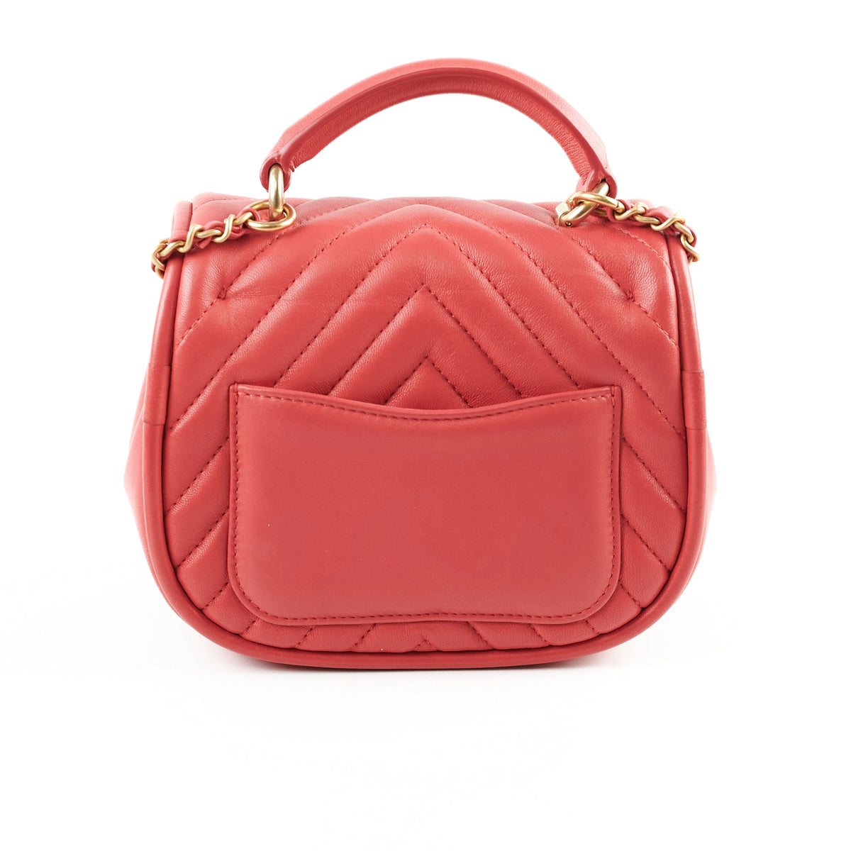 Chanel Lambskin Reverse Chevron Round Flap Bag