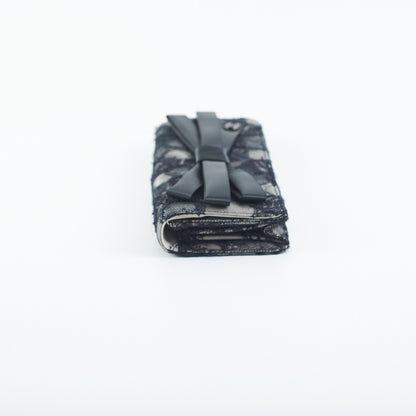 Chanel Lace Bow Clutch Black