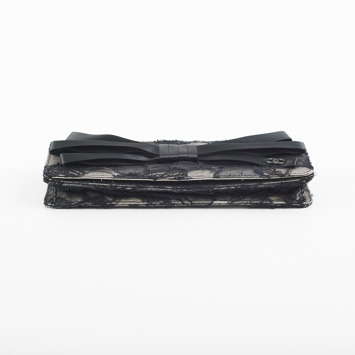 Chanel Lace Bow Clutch Black