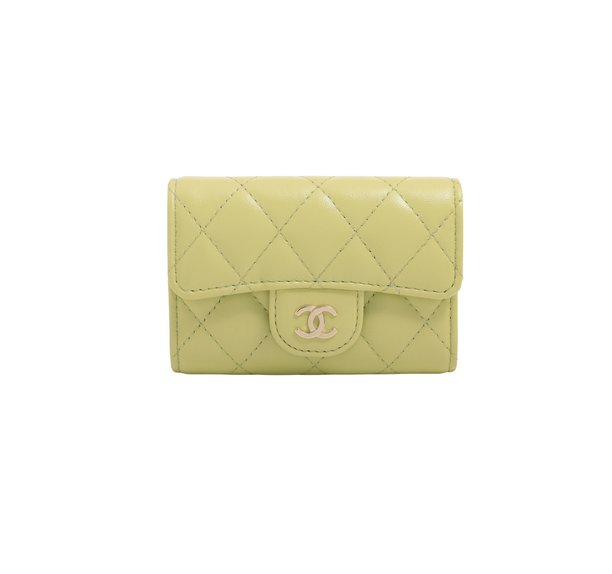 Chanel Lambskin 4 Ring Light Green Keyholder Microchipped