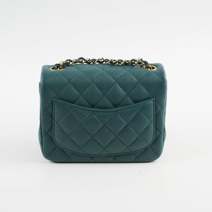 Chanel Caviar Mini Square Flap Turquoise Series 24