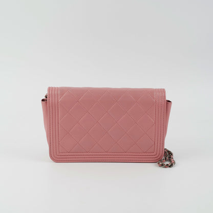 Chanel Boy Wallet On Chain Woc Lambskin Pink