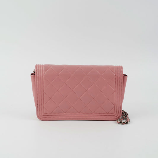 Chanel Boy Wallet On Chain Woc Lambskin Pink