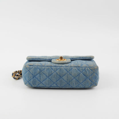 Chanel Denim Pearl Crush Mini Rectangle Flap Bag