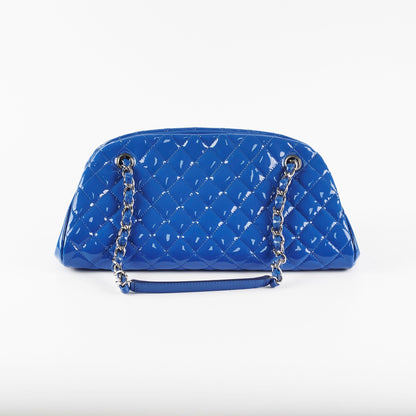 Chanel Just Mademoiselle Patent Blue Bowler Bag