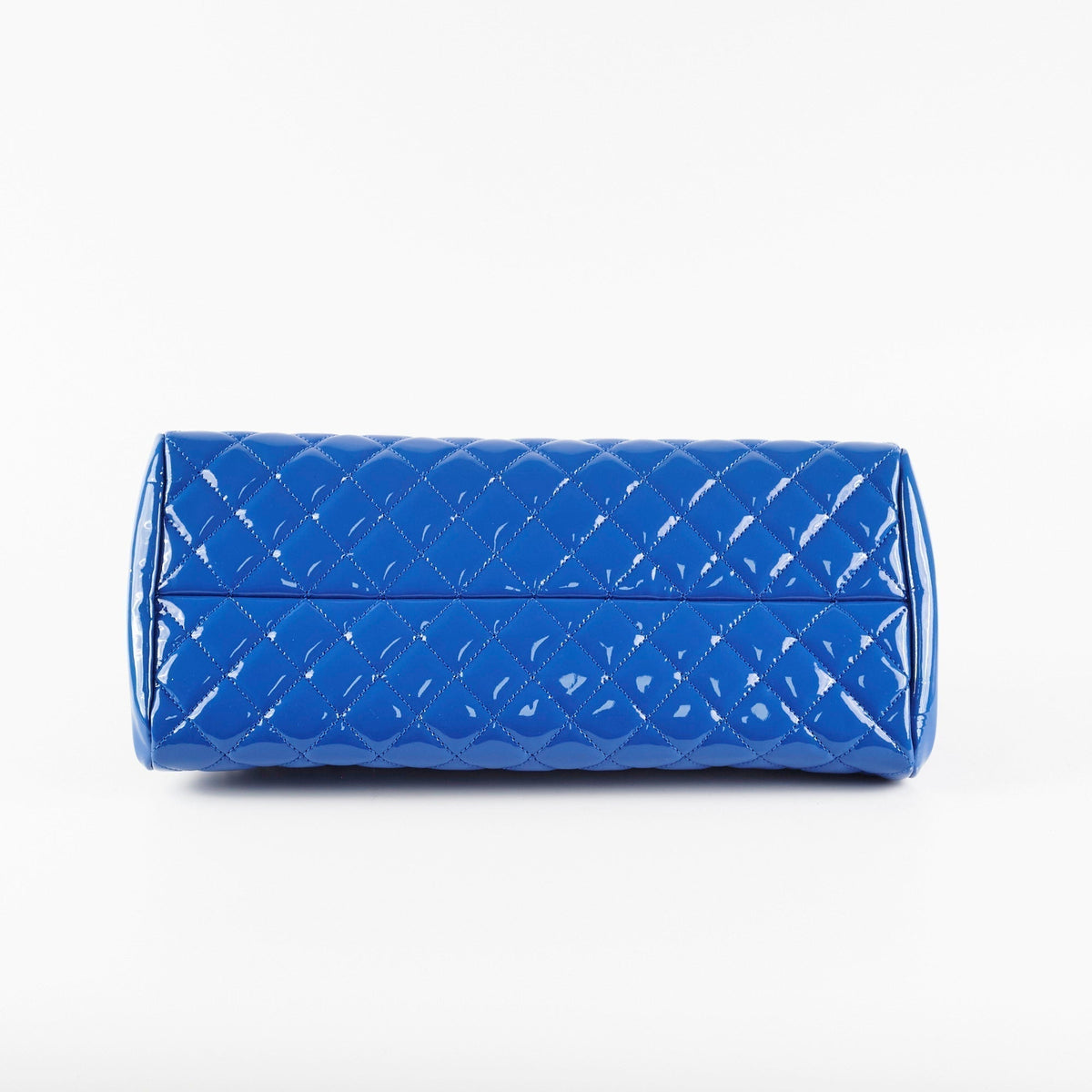 Chanel Just Mademoiselle Patent Blue Bowler Bag