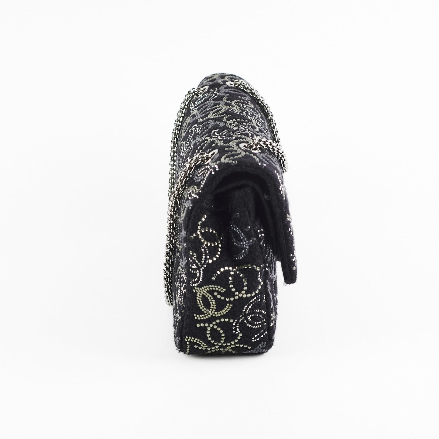 Chanel Seasonal Medium Large Tweed Crystals Black