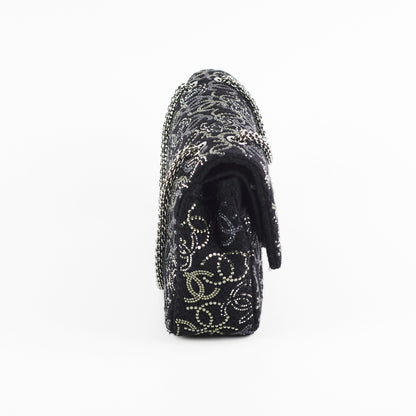 Chanel Seasonal Medium Large Tweed Crystals Black