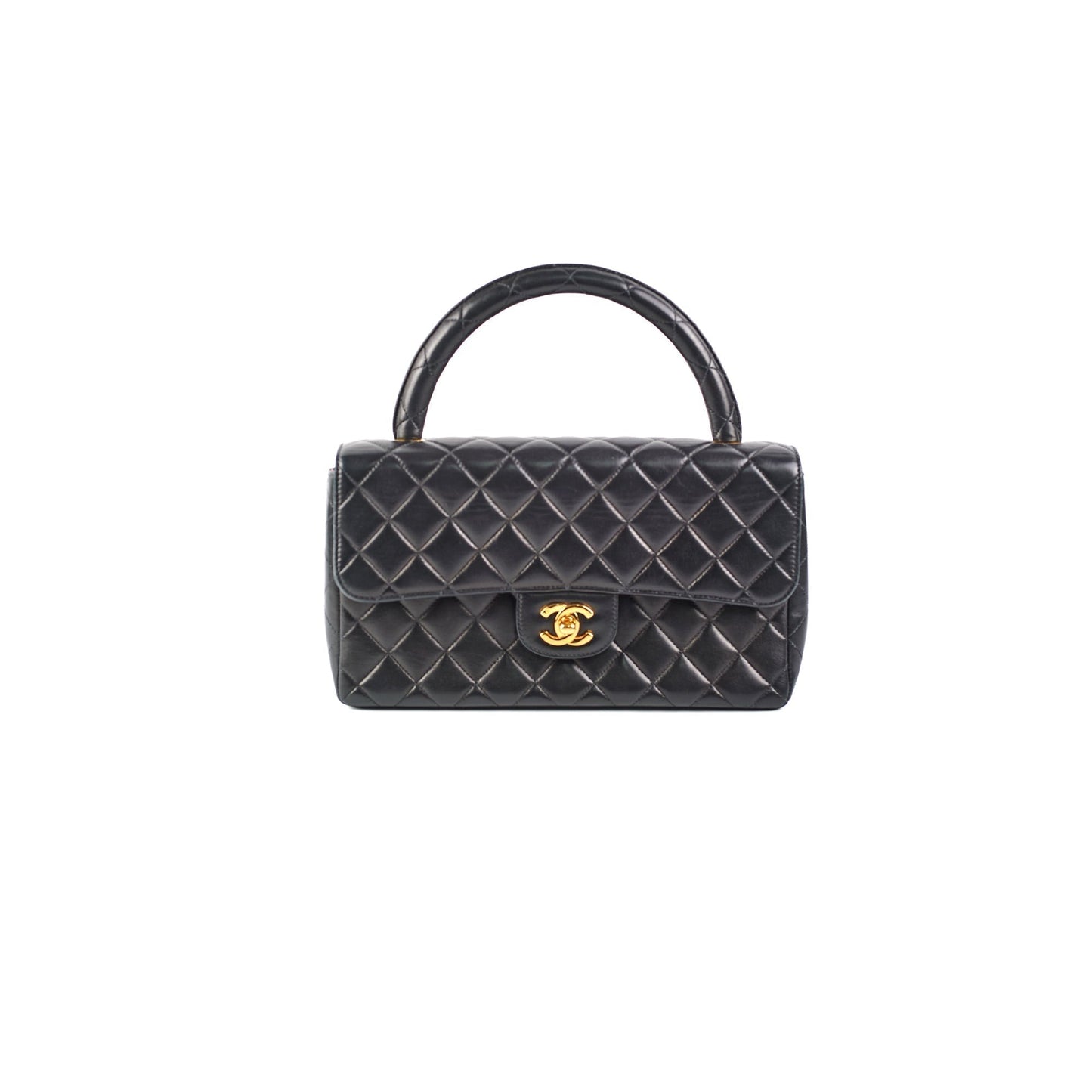 Chanel Vintage Top Handle Bag Lambskin Black