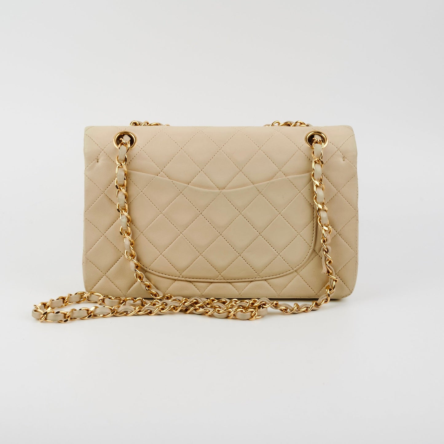 Chanel Small Vintage Double Flap Lambskin Beige