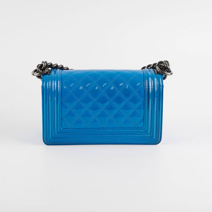 Chanel Small Boy Patent Blue Bag