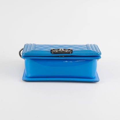 Chanel Small Boy Patent Blue Bag