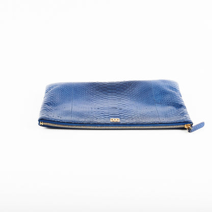 Chanel O case Medium Exotic Leather Blue