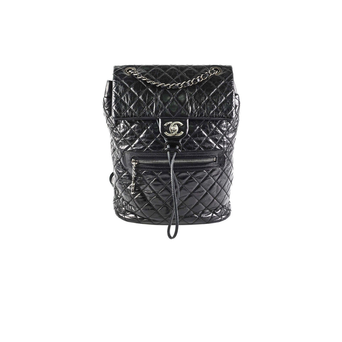 Chanel Black Distressed Calfskin Backpack
