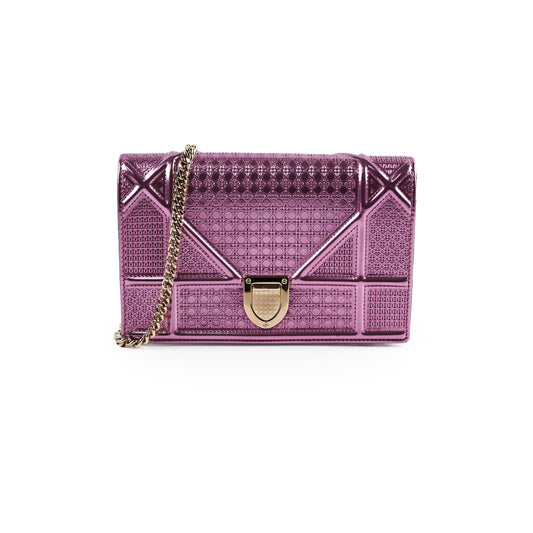 Christian Dior Diorama Wallet on chain WOC Pink Metallic