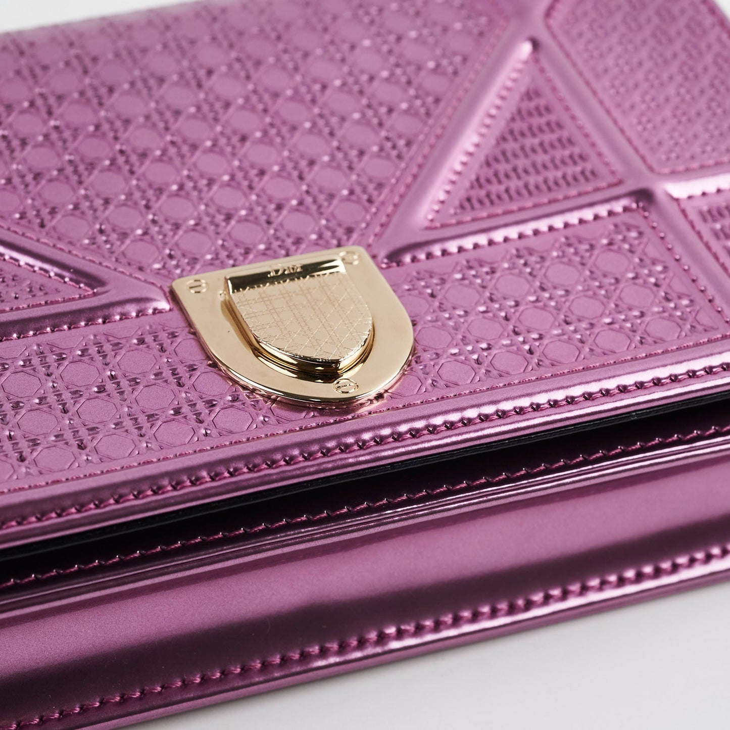 Christian Dior Diorama Wallet on chain WOC Pink Metallic