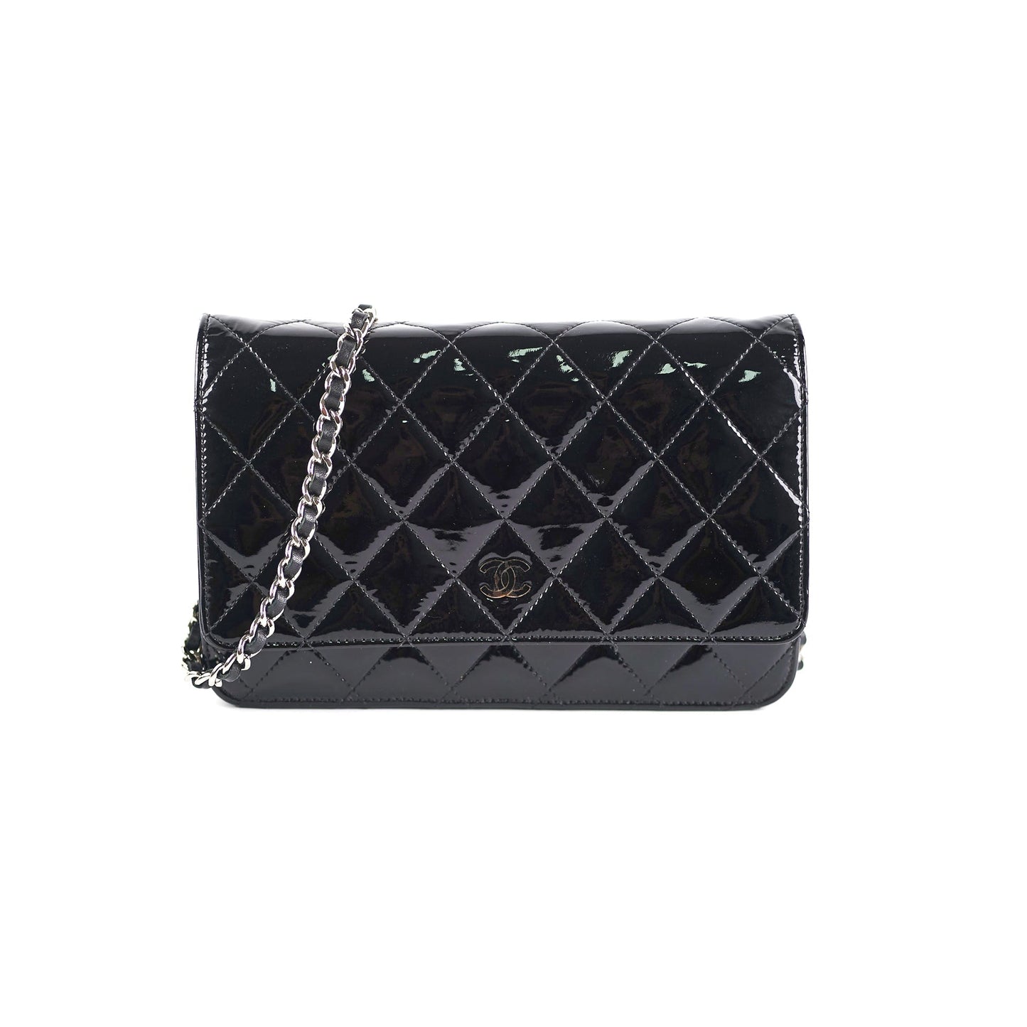 Chanel Patent Leather Wallet on Chain Black