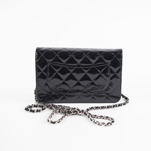 Chanel Patent Leather Wallet on Chain Black