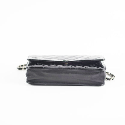 Chanel Patent Leather Wallet on Chain Black