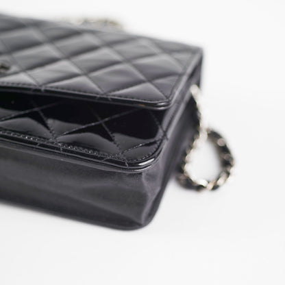 Chanel Patent Leather Wallet on Chain Black