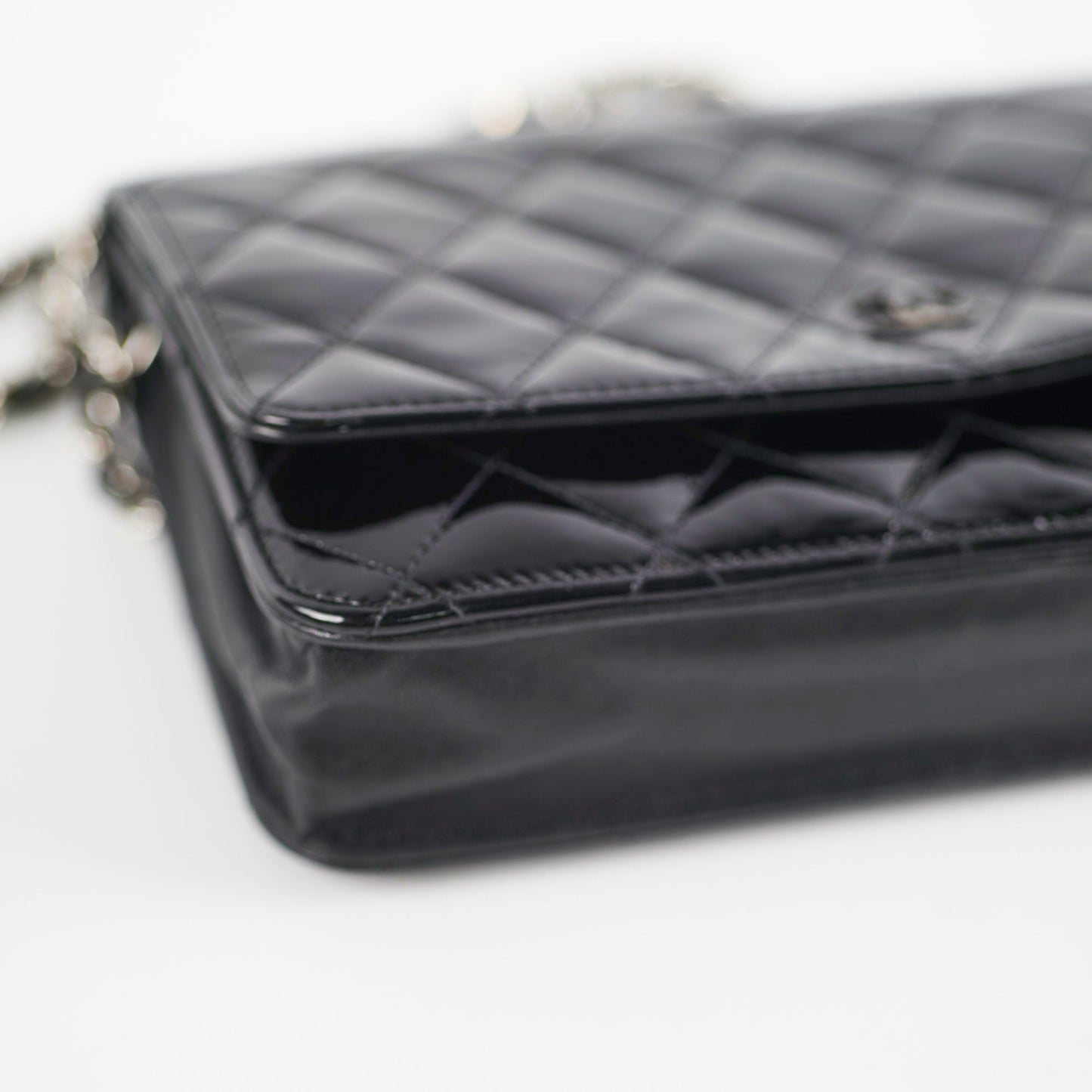 Chanel Patent Leather Wallet on Chain Black