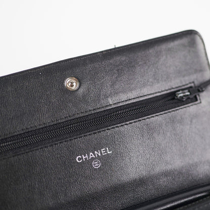 Chanel Patent Leather Wallet on Chain Black