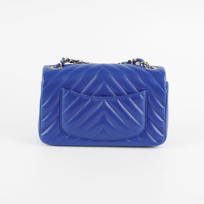 Chanel Mini Rectangular Chevron Blue