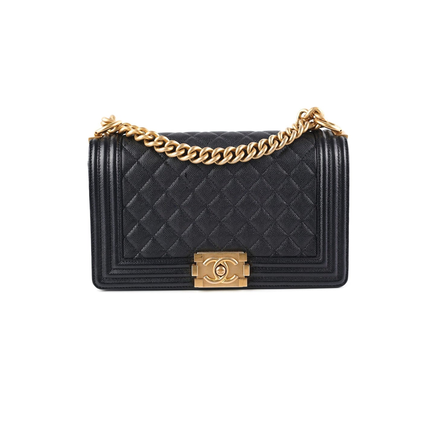 Chanel Old Medium Boy Black Caviar Bag