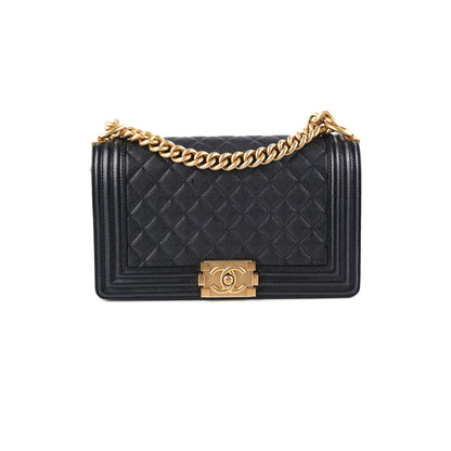 Chanel Old Medium Boy Black Caviar Bag