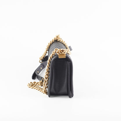 Chanel Old Medium Boy Black Caviar Bag